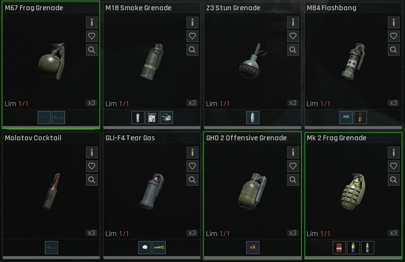Frag and Offensive Grenades